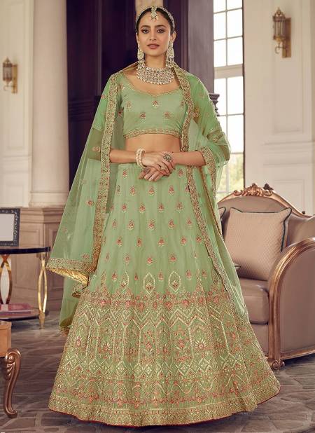 Pista Colour ARYA 24 Heavy Designer Wedding Wear Embroidery Work Bridal Lehenga Choli Collection 9415